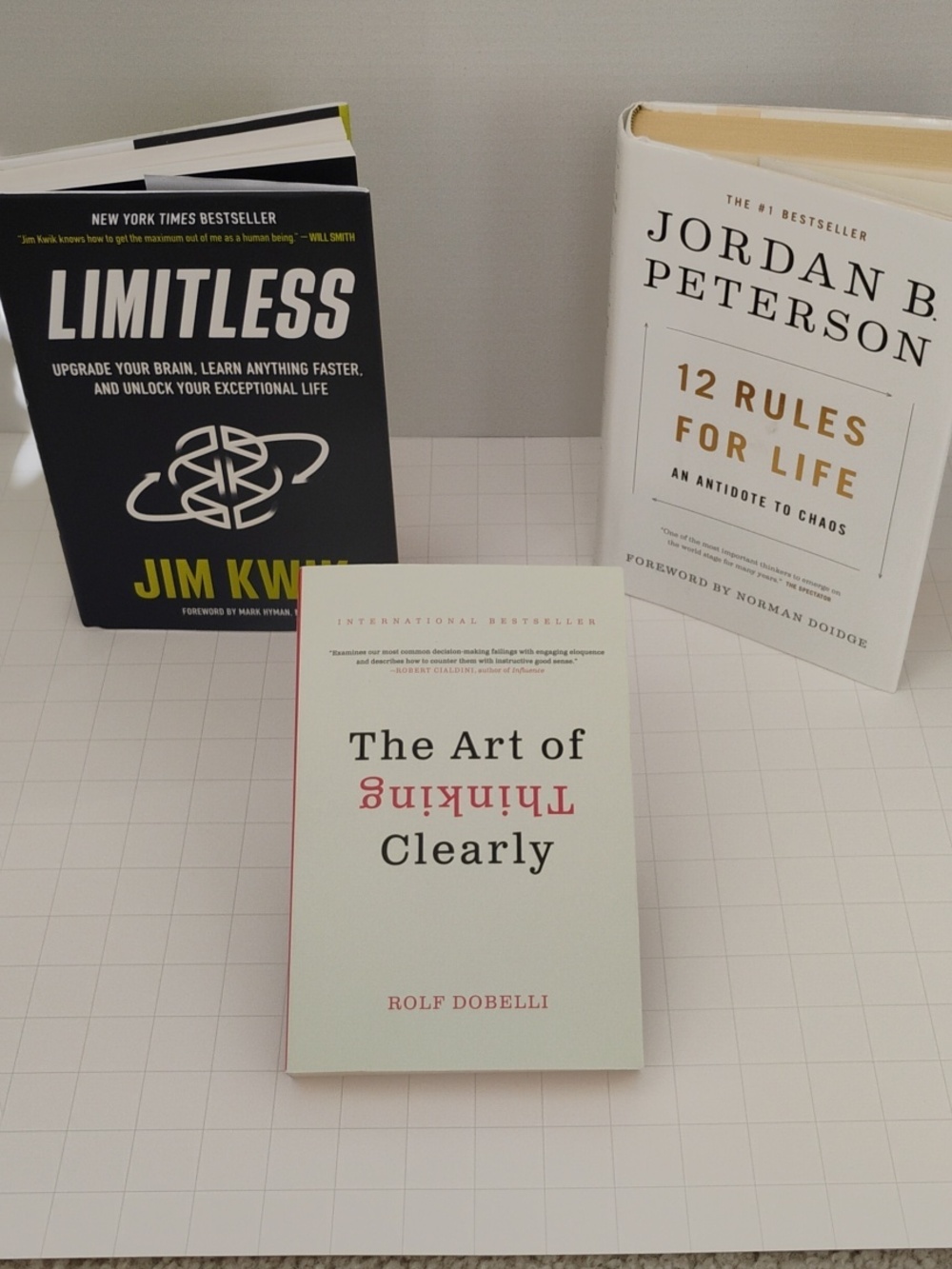 3 Personal Growth Books - Jordan B Peterson, Jim Kwik, Rolf Dobelli, Like New